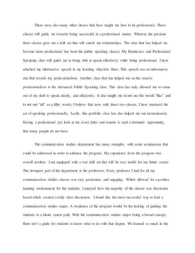 essay on what you learned in speech class